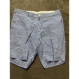 Polo Ralph Lauren Mens Gingham Straight Fit Shorts Size 34 Blue White Classic